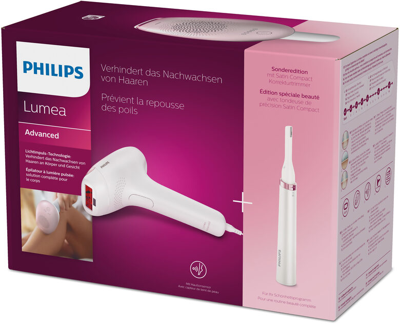 Philips Lumea Advanced Epilatore a Luce Pulsata IPL con Rifinitore a Penna e 1 Accessorio per il Corpo BRI920/00