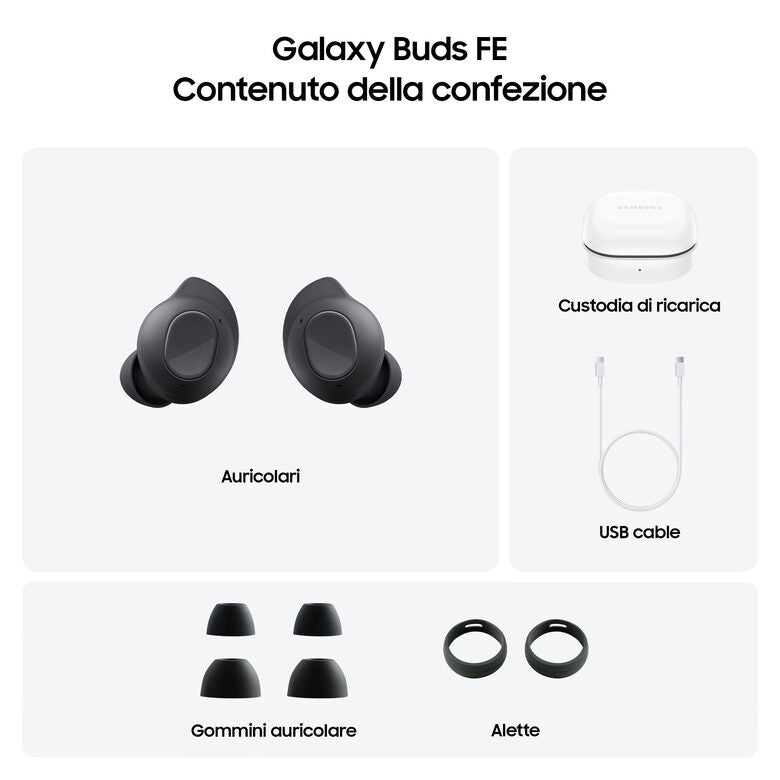 Samsung Galaxy S23 FE Graphite + Buds FE Graphite, Smartphone display Dynamic AMOLED 2X 6.4'', Android 14, Camera 50MP, 8GB RAM, 128GB, Cuffie Bluetooth True Wireless (ANC)