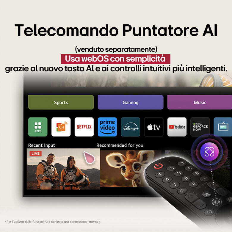 LG UHD AI 43UA75006LA TV Serie UA75 43'' 4K, α7 Gen8, HDR10, 20W, 3 HDMI con Game Optimizer, Smart TV WebOS 25