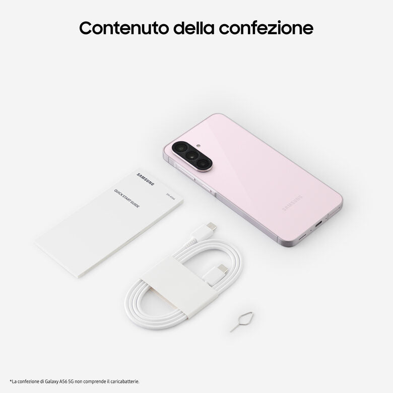 Samsung Galaxy A56 5G, Smartphone con Funzioni intelligenti, Display Super AMOLED 6.7”, 8GB RAM, 128GB, Camera 50MP, Batteria 5.000 mAh, IP67, Awesome Pink