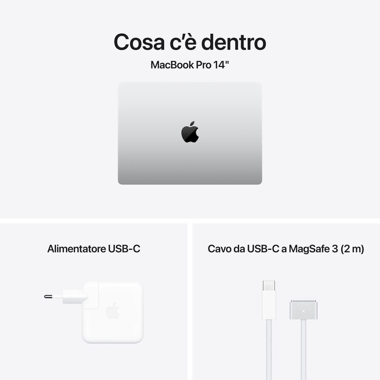 Apple MacBook Pro 14": Chip M4 con cpu 10 core e gpu 10 core, 512GB SSD - Argento