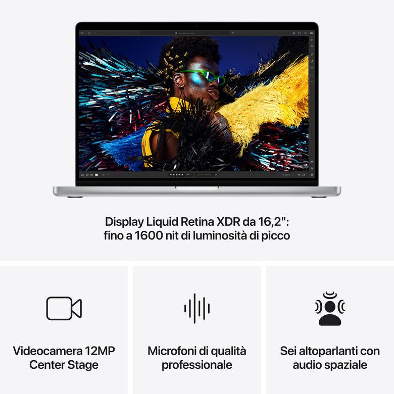Apple MacBook Pro 16": Chip M4 Max con cpu 14 core e gpu 32 core, 1TB SSD - Argento