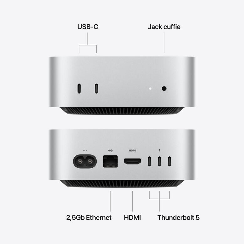 Apple Mac mini : Chip M5 Pro con cpu 15 core e gpu 16 core, 512GB SSD - Argento
