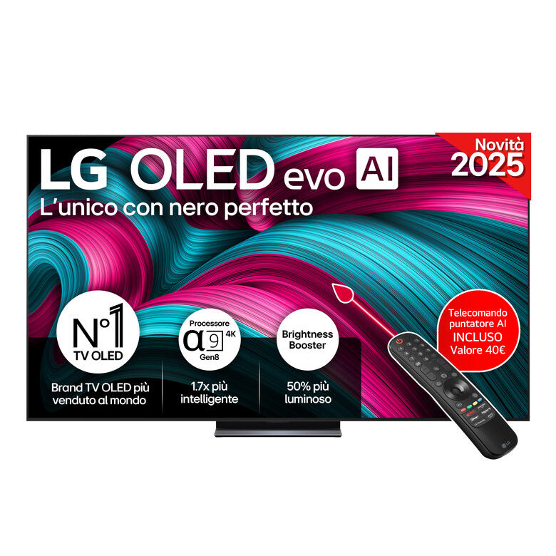 LG OLED evo AI OLED83C54LA TV Serie C5 83'' pollici 4K, α9 Gen8, Brightness Booster, 40W, 4 HDMI, VRR 144Hz, Smart TV WebOS 25