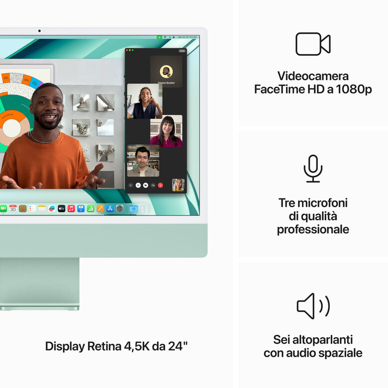 Apple iMac con Retina 24'' Display 4.5K M3 chip con 8‑core CPU e 10‑core GPU, 512GB SSD - Verde