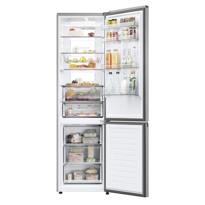 Haier HDPW7620ANPK 2D 60 Serie 7 Pro Frigorifero Combinato A Libera Installazione, No Frost, Tecnologia Haier Air Surround, Led Daylight, Classe A, Acciaio Inox