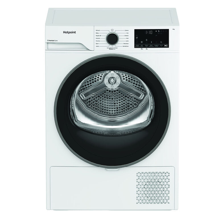 Hotpoint Ariston HPT 94D BS IT Asciugatrice A Libera Installazione 9 Kg, Pompa Di Calore, PetHairCare, GentleCare, Classe C, Bianco