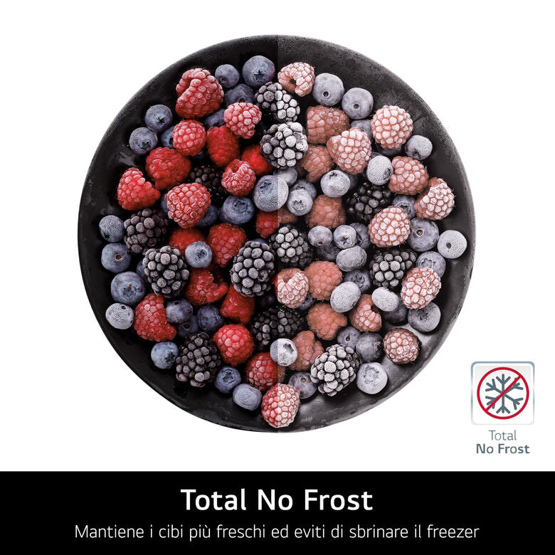 LG GBBS726AMB Frigorifero Combinato A Libera Installazione, AI Inverter, Metal Sorbet, Total No Frost, Fit & Max, Classe A, Inox