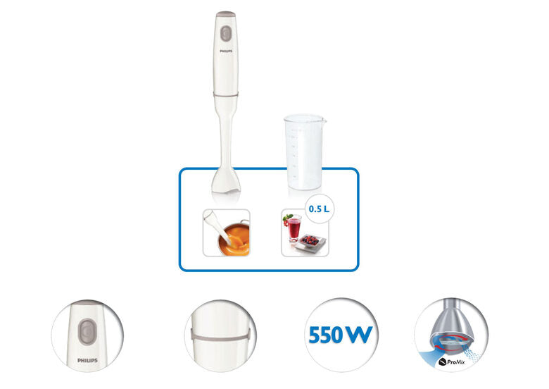 Philips Daily Collection Frullatore a immersione con barra in plastica da 550 W