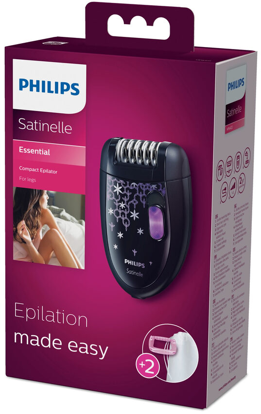 Philips Satinelle Essential Epilatore compatto, per gambe, 2 accessori