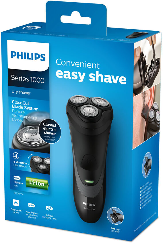 Philips 1000 series Rasoio elettrico per rasatura a secco con lame CloseCut