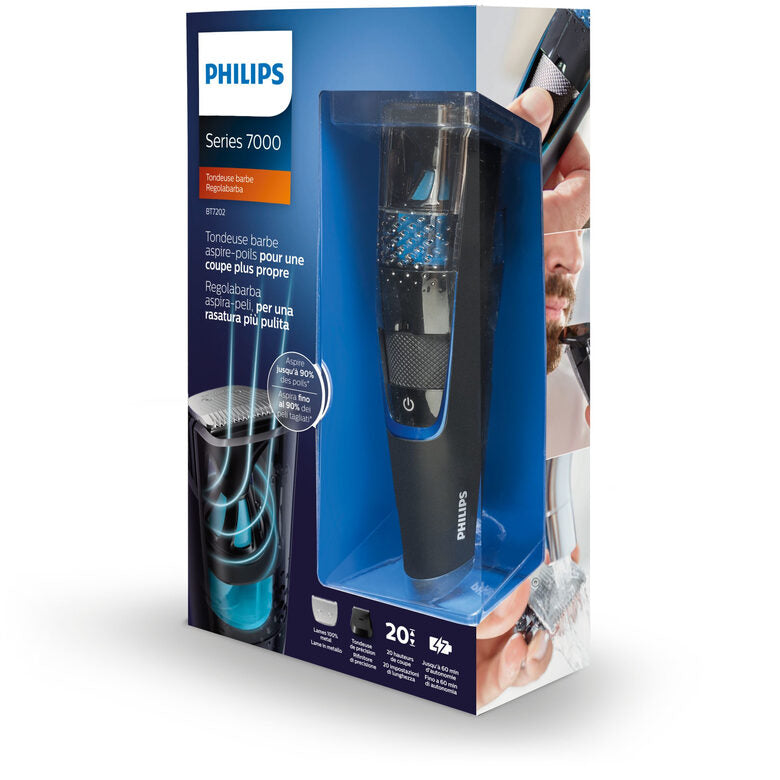 Philips BEARDTRIMMER Series 7000 Regolabarba con sistema aspirante BT7202/16