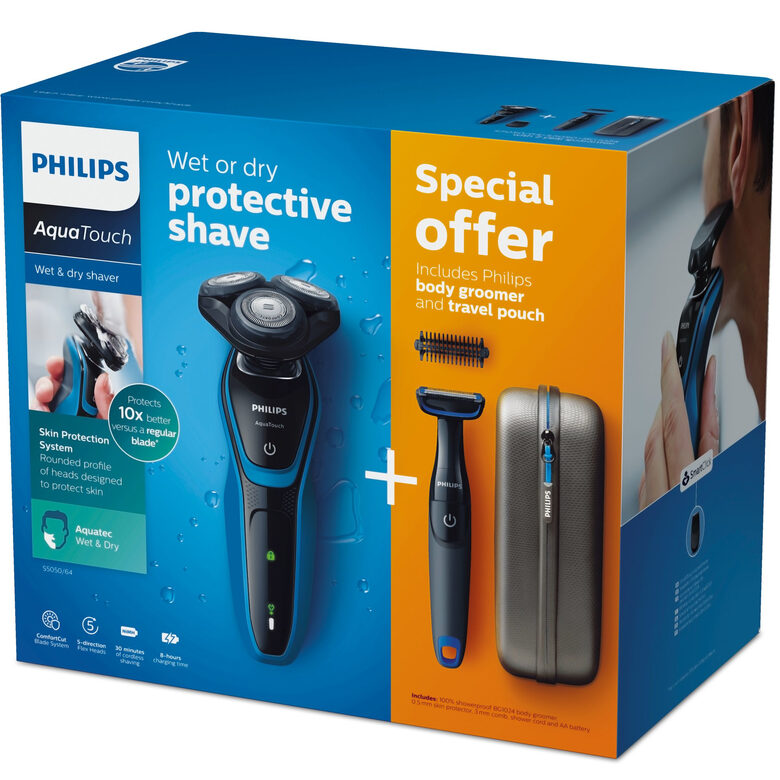 Philips AquaTouch Rasoio elettrico Wet & Dry